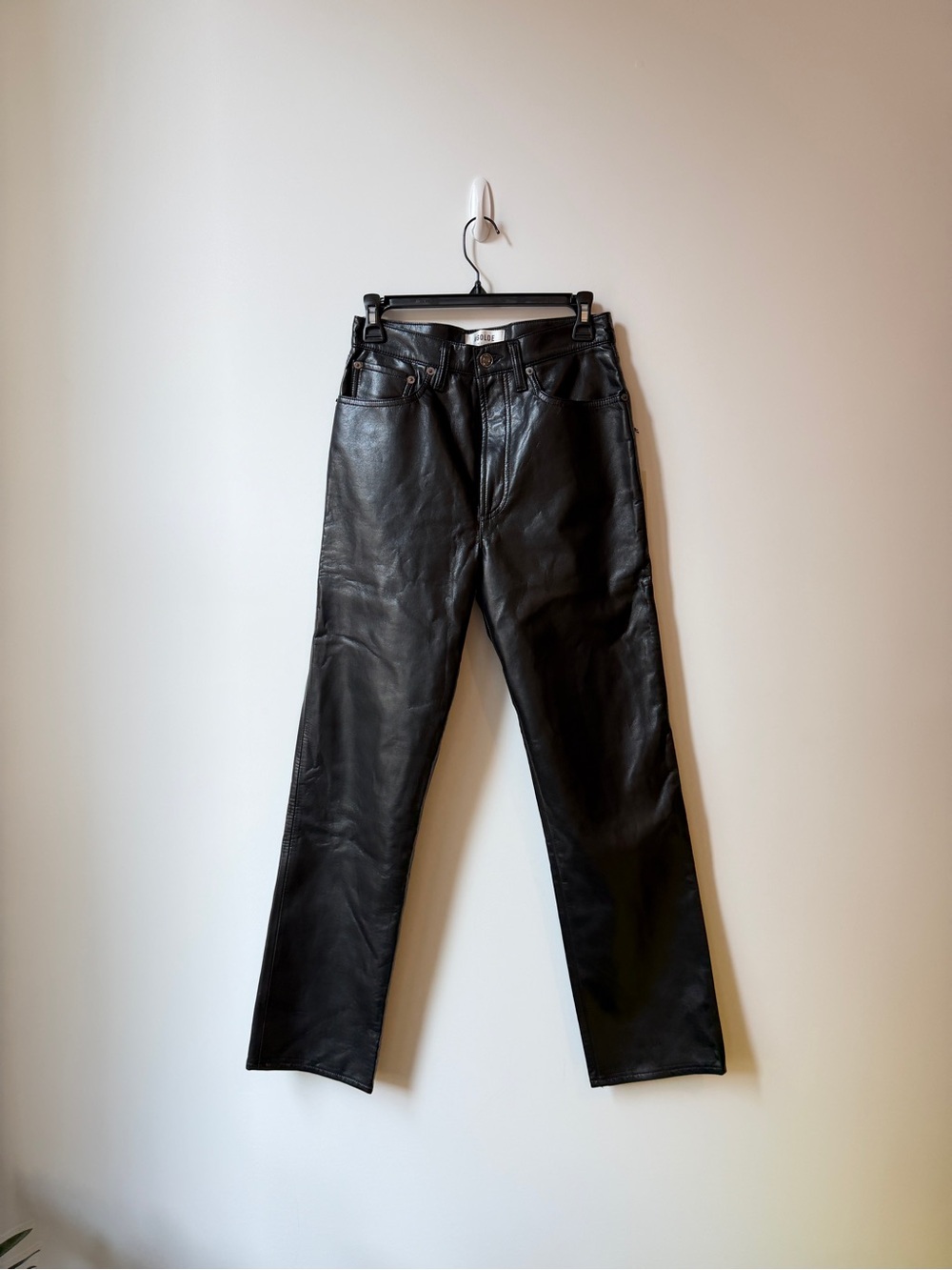 Agolde Black Leather Jeans - Classic Straight Fit